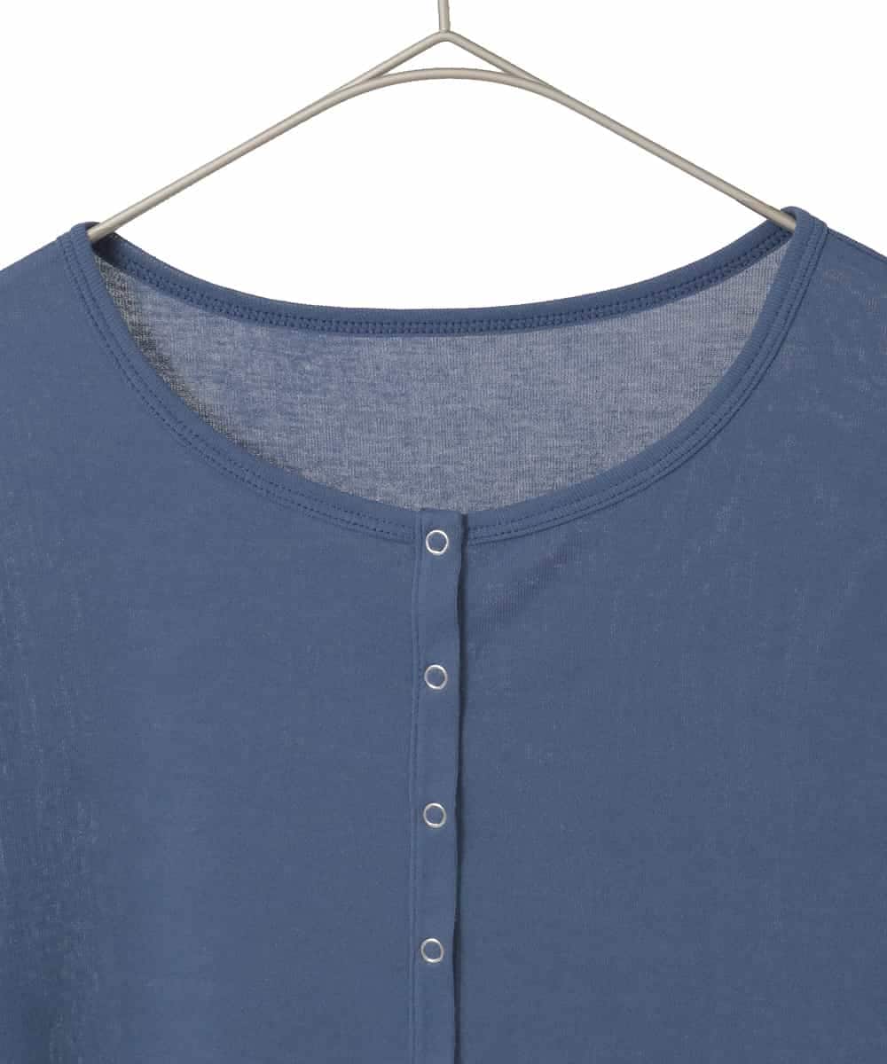 FMKGD16160 MICHEL KLEIN(ミッシェルクラン) [アンサンブル対応]リングドットヘンリーネックTシャツ ブルー