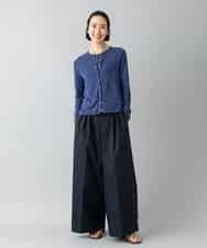 FMKGD16160 MICHEL KLEIN(ミッシェルクラン) [アンサンブル対応]リングドットヘンリーネックTシャツ ブルー