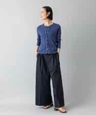 FMKGD16160 MICHEL KLEIN(ミッシェルクラン) [アンサンブル対応]リングドットヘンリーネックTシャツ ブルー