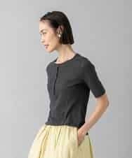 FMKGD16160 MICHEL KLEIN(ミッシェルクラン) [アンサンブル対応]リングドットヘンリーネックTシャツ ブルー