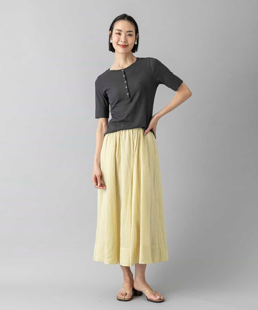 FMKGD16160 MICHEL KLEIN(ミッシェルクラン) [アンサンブル対応]リングドットヘンリーネックTシャツ ブルー