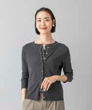 FMKGD16160 MICHEL KLEIN(ミッシェルクラン) [アンサンブル対応]リングドットヘンリーネックTシャツ ブルー