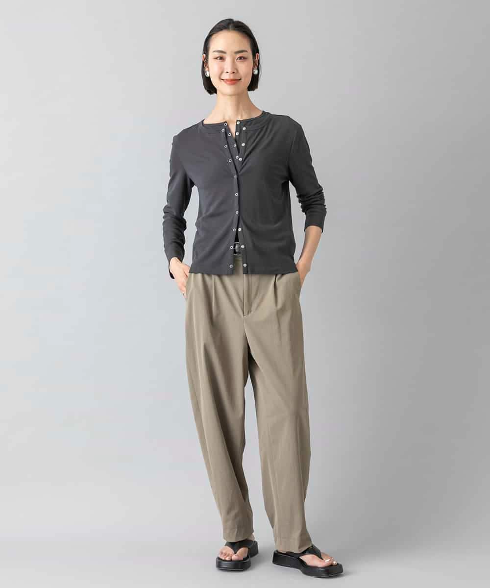 FMKGD16160 MICHEL KLEIN(ミッシェルクラン) [アンサンブル対応]リングドットヘンリーネックTシャツ ブルー