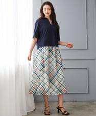 FMKGD18160 MICHEL KLEIN(ミッシェルクラン) 裏毛スキッパーカットソー ネイビー