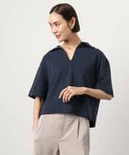 FMKGD18160 MICHEL KLEIN(ミッシェルクラン) 裏毛スキッパーカットソー ネイビー