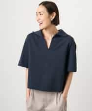 FMKGD18160 MICHEL KLEIN(ミッシェルクラン) 裏毛スキッパーカットソー ネイビー