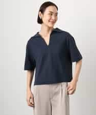 FMKGD18160 MICHEL KLEIN(ミッシェルクラン) 裏毛スキッパーカットソー ネイビー