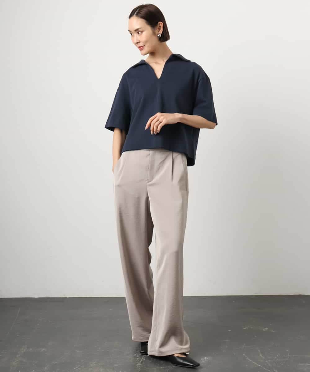 FMKGD18160 MICHEL KLEIN(ミッシェルクラン) 裏毛スキッパーカットソー ネイビー