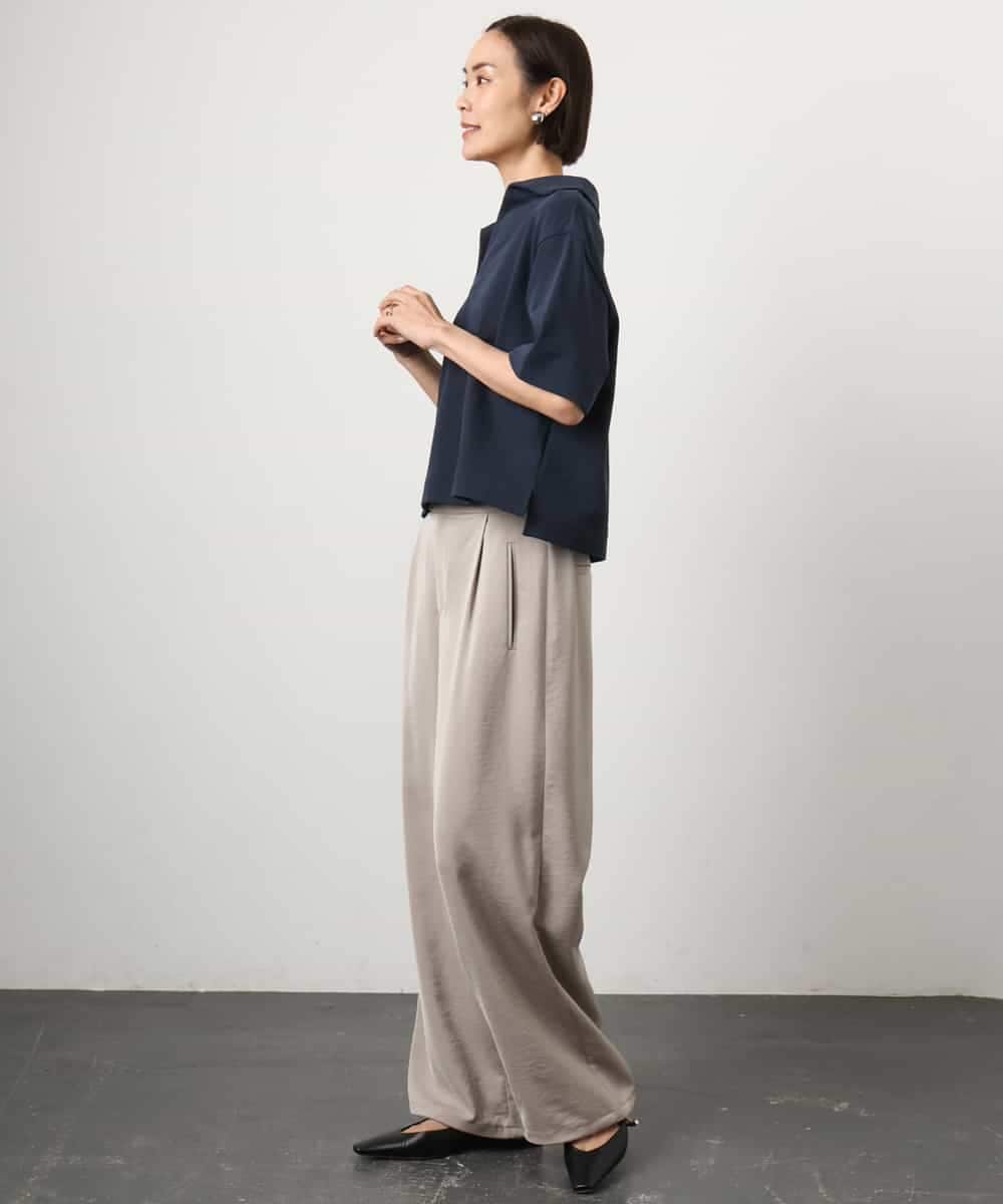 FMKGD18160 MICHEL KLEIN(ミッシェルクラン) 裏毛スキッパーカットソー ネイビー