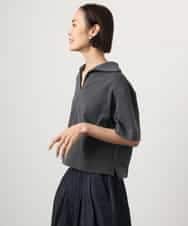 FMKGD18160 MICHEL KLEIN(ミッシェルクラン) 裏毛スキッパーカットソー ネイビー