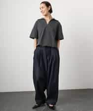 FMKGD18160 MICHEL KLEIN(ミッシェルクラン) 裏毛スキッパーカットソー ネイビー