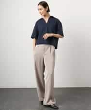 FMKGD18160 MICHEL KLEIN(ミッシェルクラン) 裏毛スキッパーカットソー ネイビー