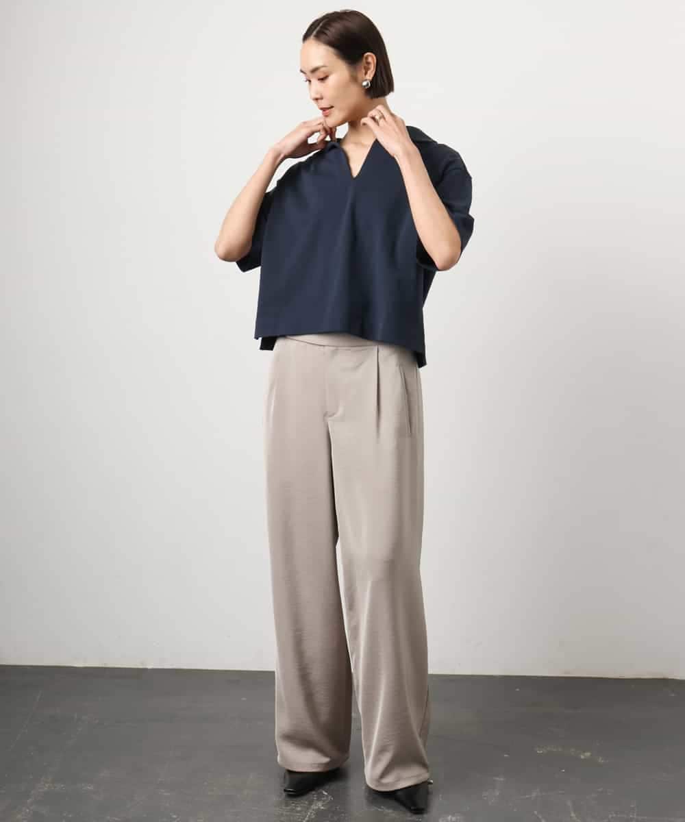 FMKGD18160 MICHEL KLEIN(ミッシェルクラン) 裏毛スキッパーカットソー ネイビー