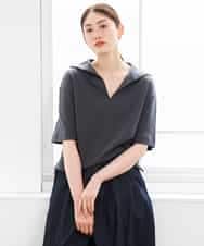 FMKGD18160 MICHEL KLEIN(ミッシェルクラン) 裏毛スキッパーカットソー ネイビー