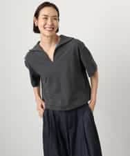 FMKGD18160 MICHEL KLEIN(ミッシェルクラン) 裏毛スキッパーカットソー ネイビー