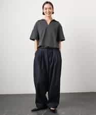 FMKGD18160 MICHEL KLEIN(ミッシェルクラン) 裏毛スキッパーカットソー ネイビー