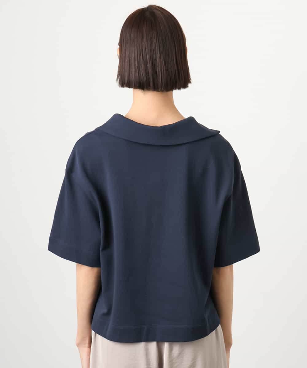 FMKGD18160 MICHEL KLEIN(ミッシェルクラン) 裏毛スキッパーカットソー ネイビー