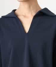 FMKGD18160 MICHEL KLEIN(ミッシェルクラン) 裏毛スキッパーカットソー ネイビー