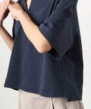 FMKGD18160 MICHEL KLEIN(ミッシェルクラン) 裏毛スキッパーカットソー ネイビー