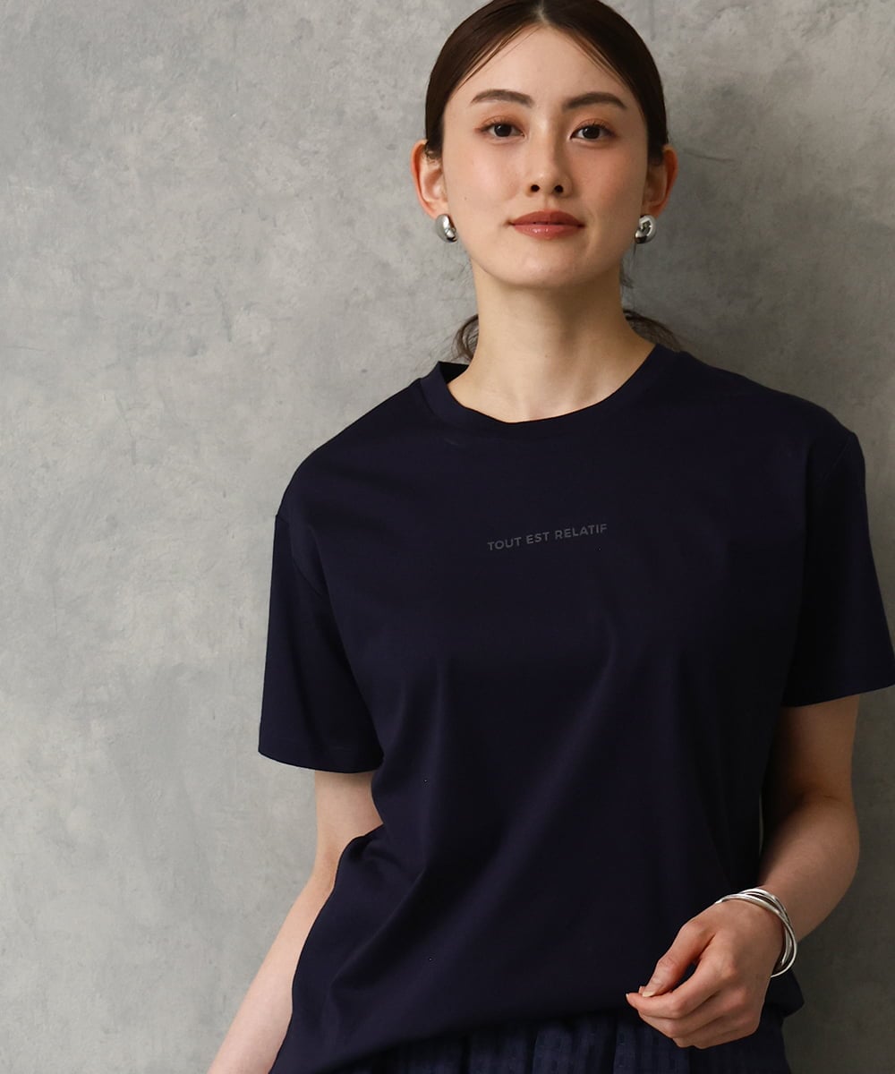 FMKGD19120 MICHEL KLEIN(ミッシェルクラン) ミニマルロゴTシャツ ネイビー