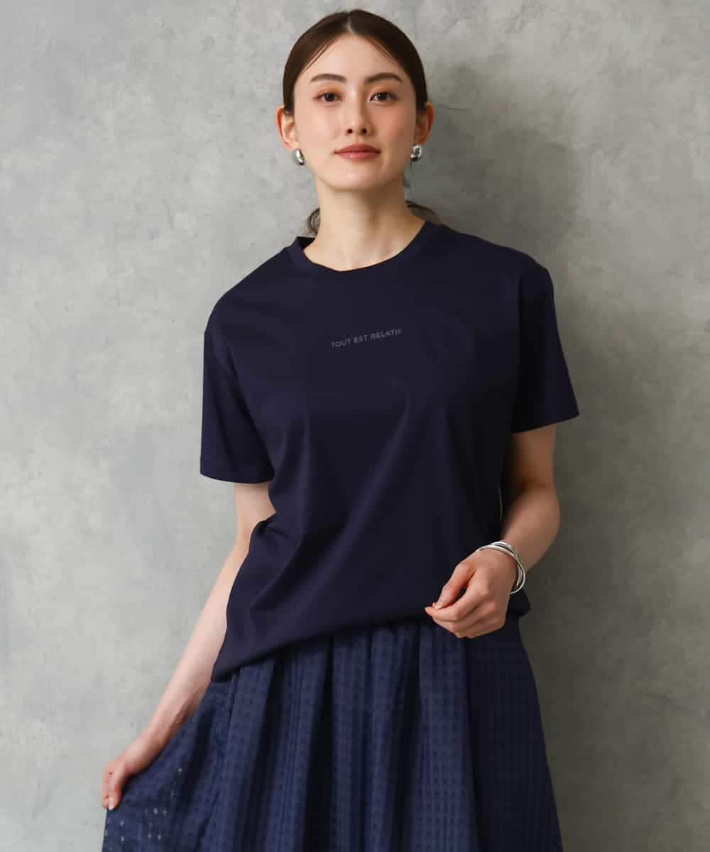 FMKGD19120 MICHEL KLEIN(ミッシェルクラン) ミニマルロゴTシャツ ネイビー