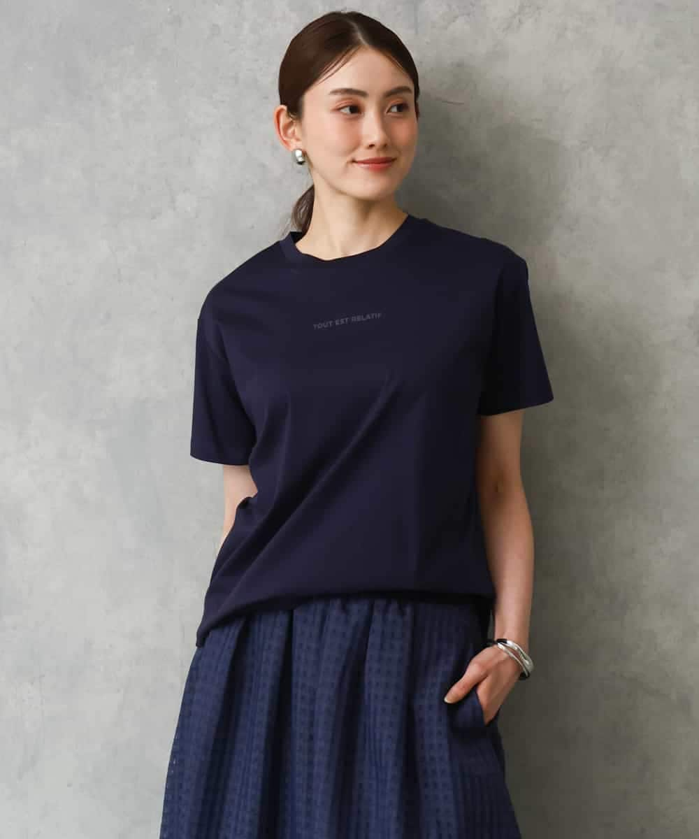 FMKGD19120 MICHEL KLEIN(ミッシェルクラン) ミニマルロゴTシャツ ネイビー