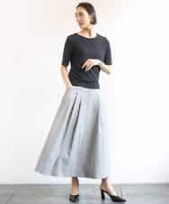 FMKGD20150 MICHEL KLEIN(ミッシェルクラン) [遮熱効果素材]ステッチレス五分袖プルオーバー ブラック