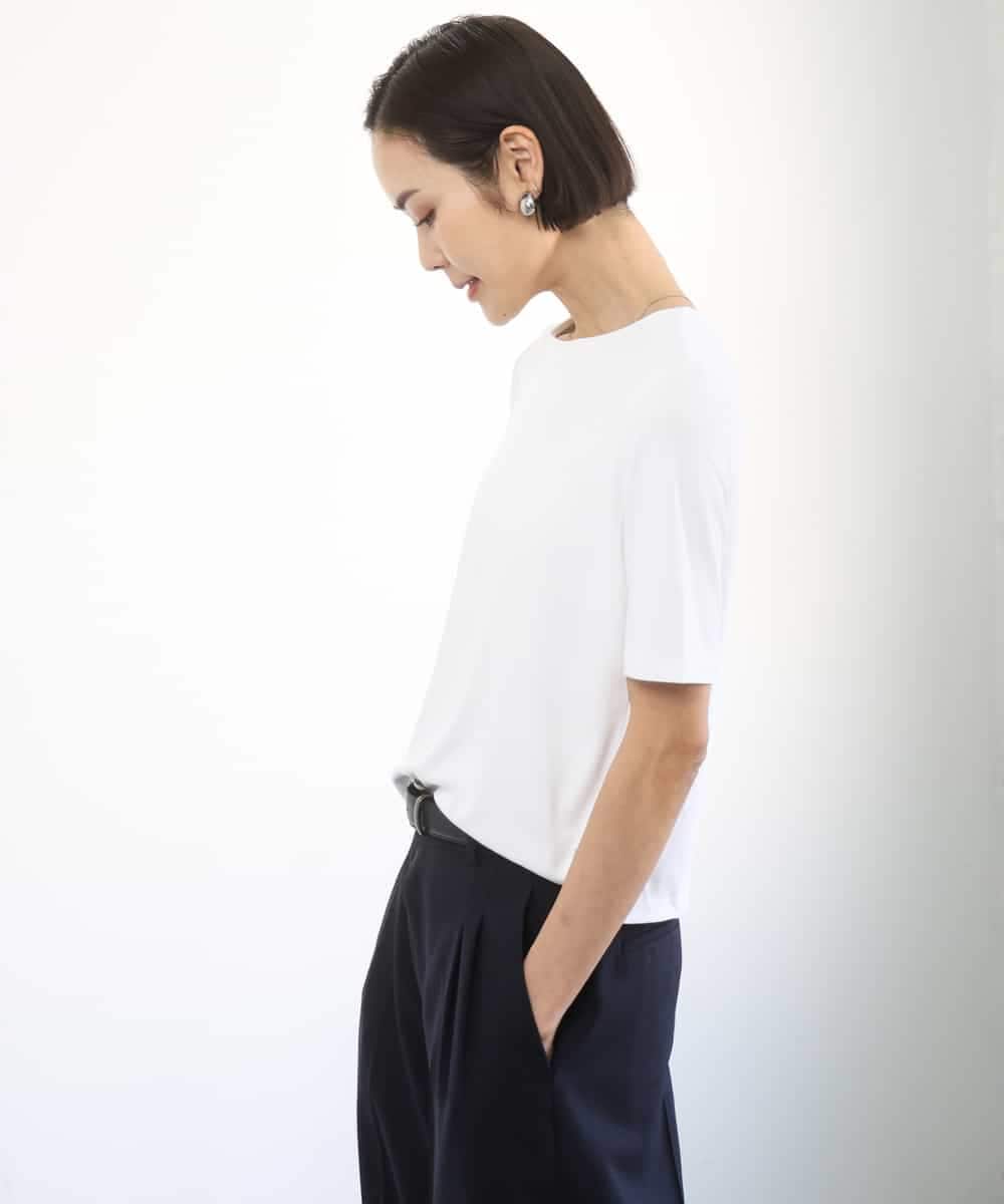 FMKGD20150 MICHEL KLEIN(ミッシェルクラン) [遮熱効果素材]ステッチレス五分袖プルオーバー ブラック