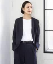 FMKGD20150 MICHEL KLEIN(ミッシェルクラン) [遮熱効果素材]ステッチレス五分袖プルオーバー ブラック