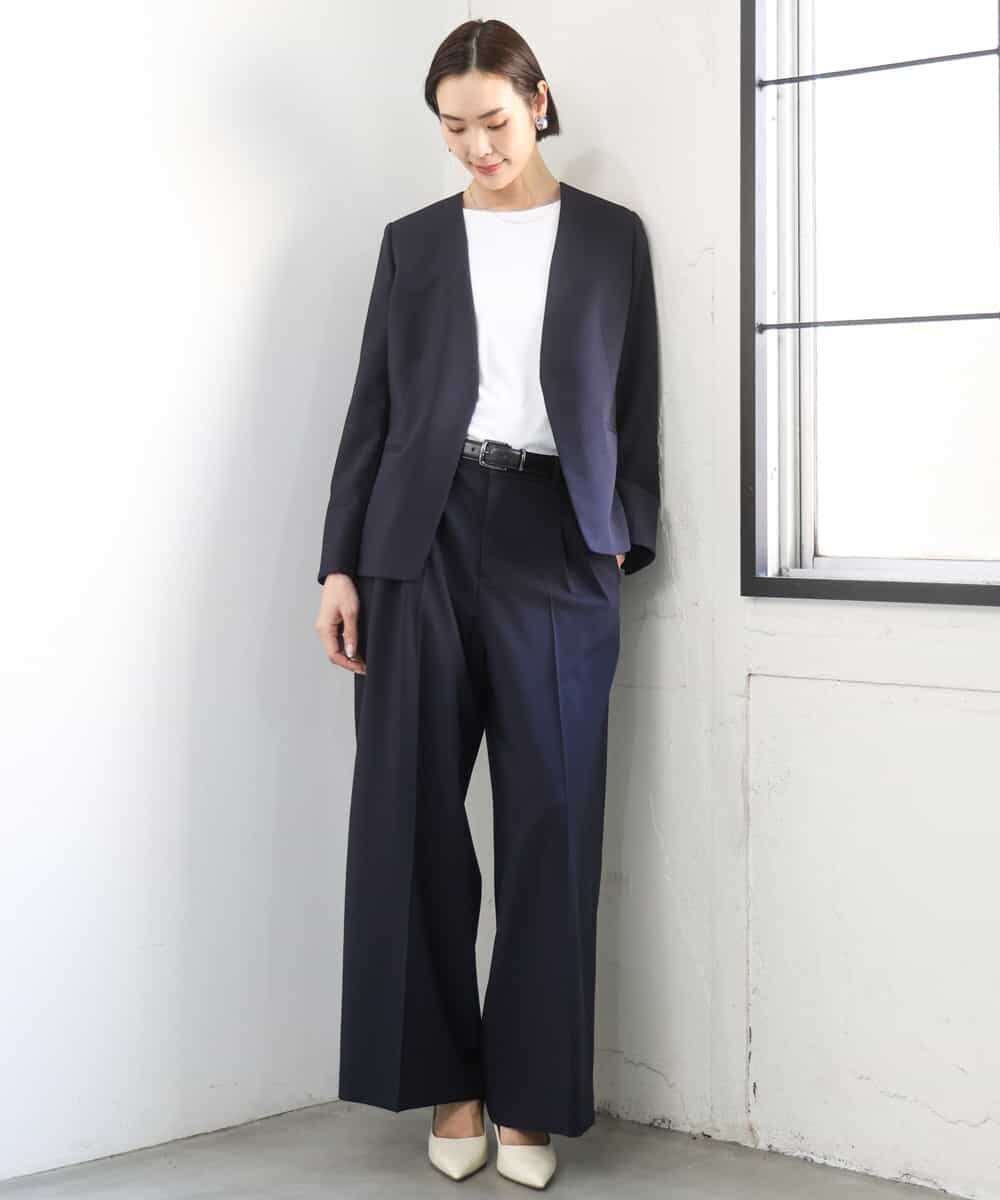 FMKGD20150 MICHEL KLEIN(ミッシェルクラン) [遮熱効果素材]ステッチレス五分袖プルオーバー ブラック