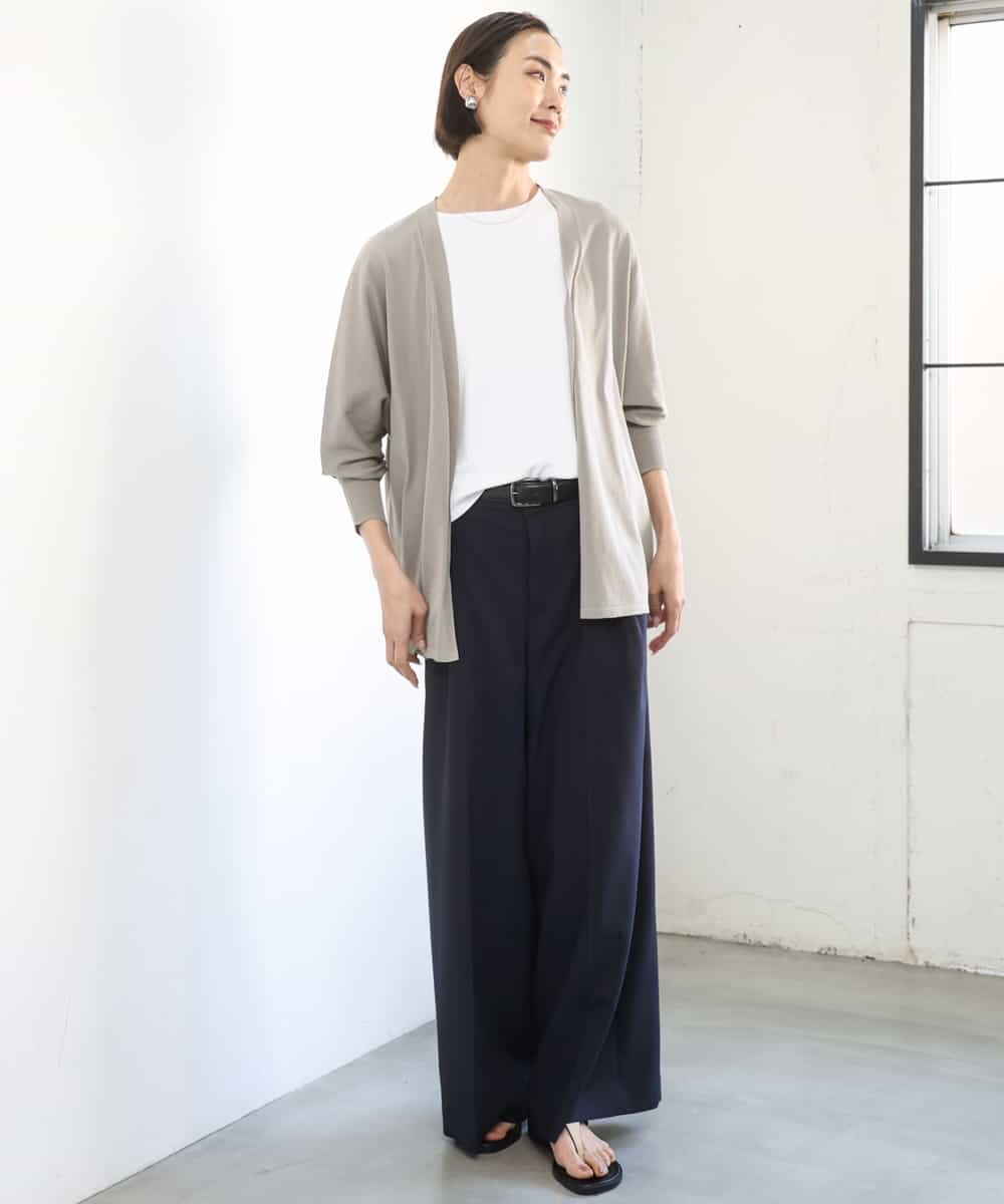 FMKGD20150 MICHEL KLEIN(ミッシェルクラン) [遮熱効果素材]ステッチレス五分袖プルオーバー ブラック