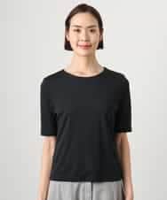 FMKGD20150 MICHEL KLEIN(ミッシェルクラン) [遮熱効果素材]ステッチレス五分袖プルオーバー ブラック