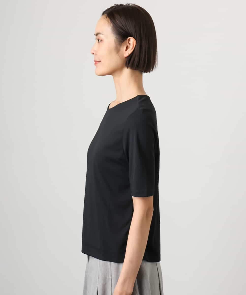 FMKGD20150 MICHEL KLEIN(ミッシェルクラン) [遮熱効果素材]ステッチレス五分袖プルオーバー ブラック