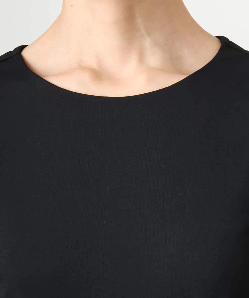 FMKGD20150 MICHEL KLEIN(ミッシェルクラン) [遮熱効果素材]ステッチレス五分袖プルオーバー ブラック