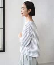 FMKGE04160 MICHEL KLEIN(ミッシェルクラン) タックデザイン バスクボーダーTシャツ グリーン