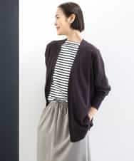 FMKGE04160 MICHEL KLEIN(ミッシェルクラン) タックデザイン バスクボーダーTシャツ グリーン