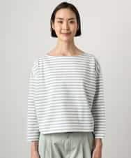 FMKGE04160 MICHEL KLEIN(ミッシェルクラン) タックデザイン バスクボーダーTシャツ グリーン