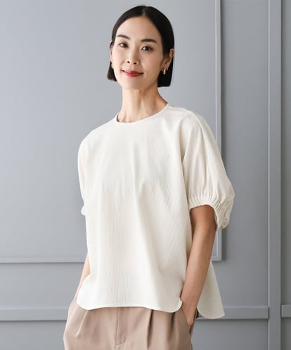 FMKGE10180 MICHEL KLEIN [新色追加/接触冷感]サッカードルマンスリーブカットソー