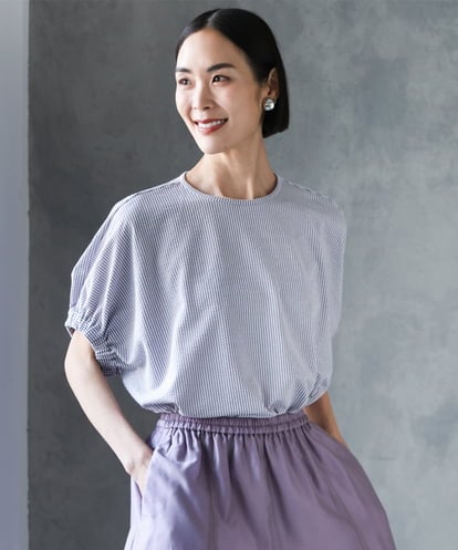 FMKGE10180 MICHEL KLEIN [新色追加/接触冷感]サッカードルマンスリーブカットソー