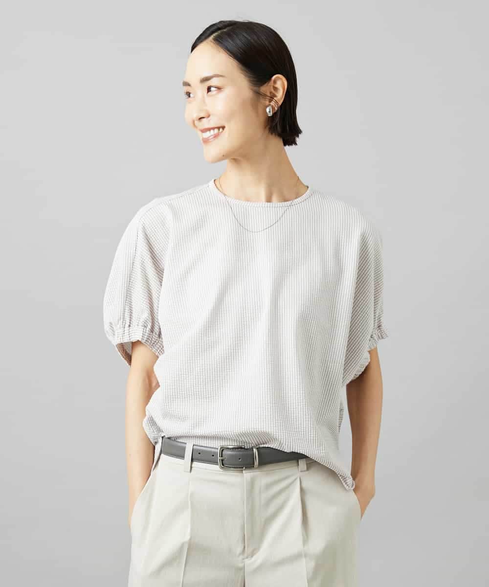 FMKGE10180 MICHEL KLEIN(ミッシェルクラン) サッカードルマンスリーブカットソー ベージュ
