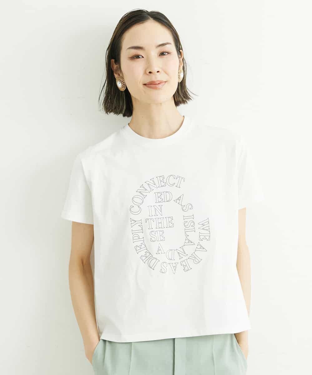 FMKGS22120 MICHEL KLEIN [メディア着用]モノトーンサークルロゴTシャツ