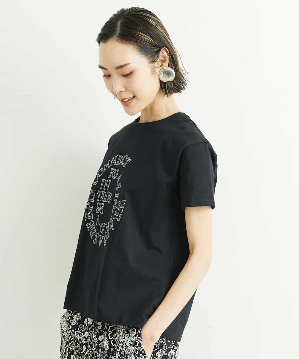 FMKGS22120 MICHEL KLEIN(ミッシェルクラン) モノトーンサークルロゴTシャツ ブラック(94)