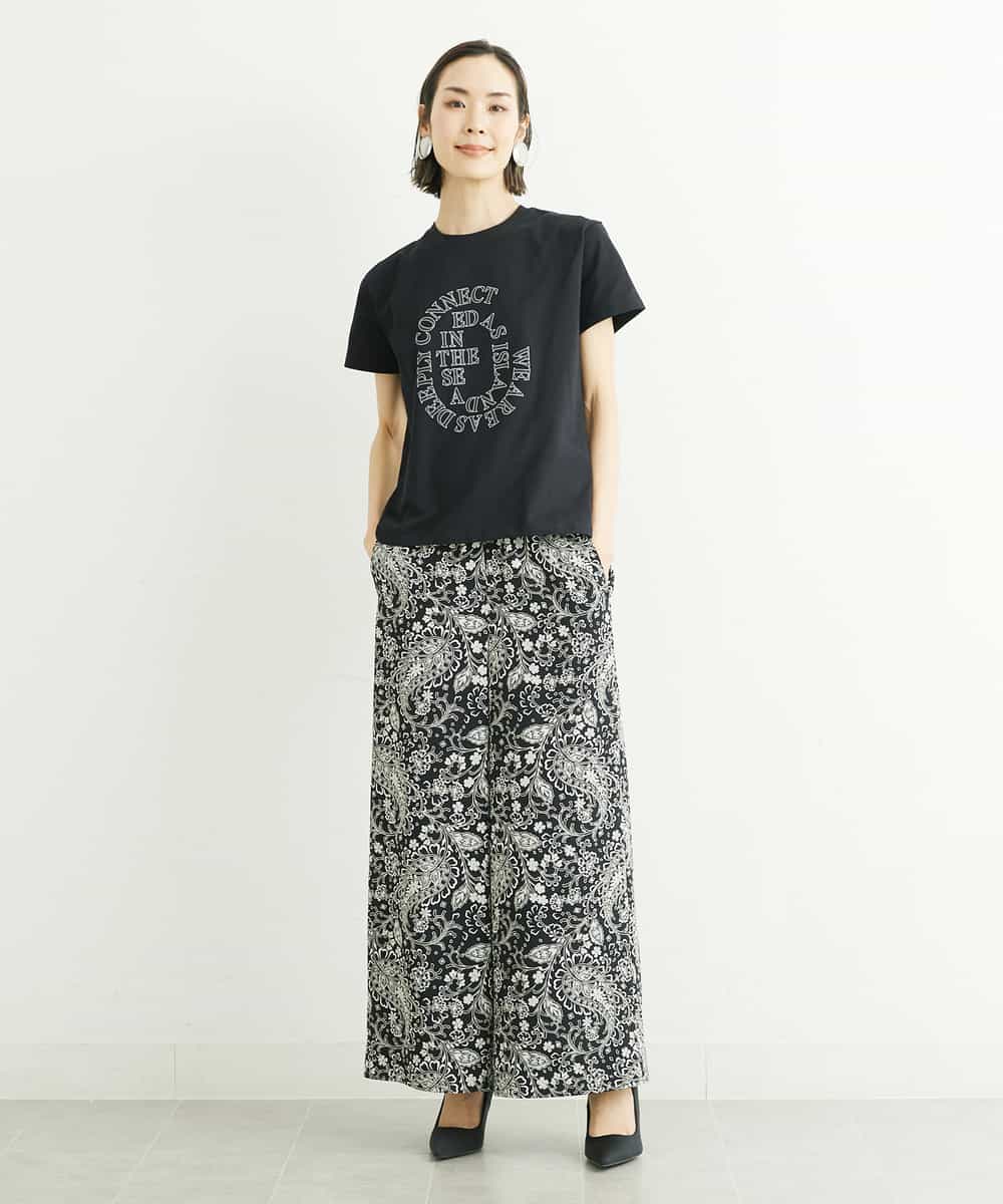 FMKGS22120 MICHEL KLEIN(ミッシェルクラン) モノトーンサークルロゴTシャツ ブラック(94)