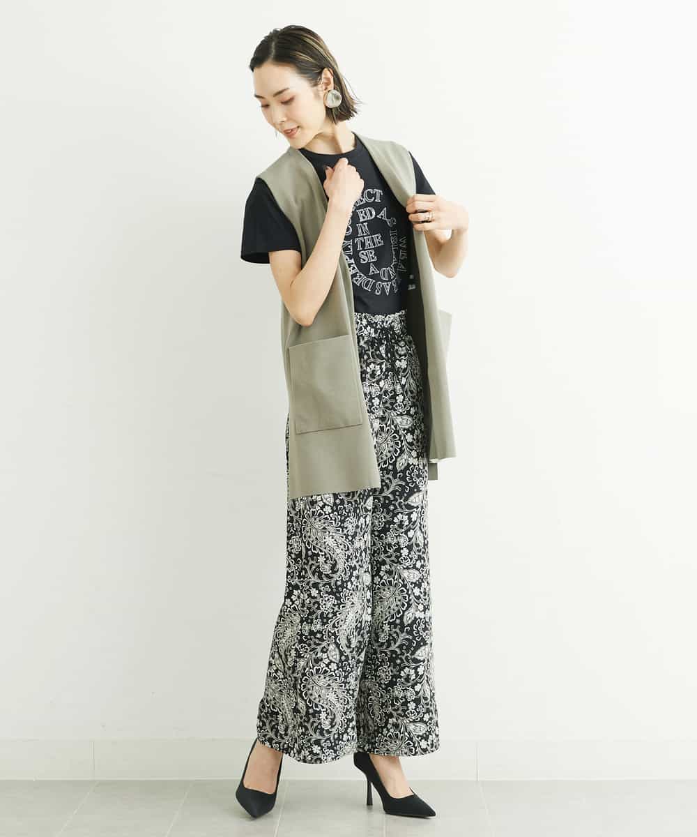 FMKGS22120 MICHEL KLEIN(ミッシェルクラン) モノトーンサークルロゴTシャツ ブラック(94)