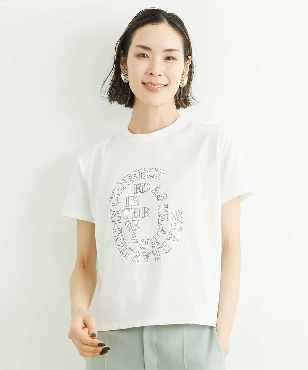 FMKGS22120 MICHEL KLEIN(ミッシェルクラン) モノトーンサークルロゴTシャツ ブラック(94)