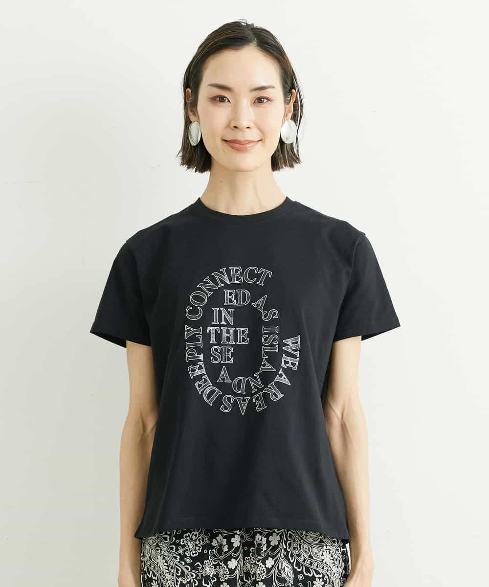 FMKGS22120 MICHEL KLEIN(ミッシェルクラン) モノトーンサークルロゴTシャツ ブラック(94)