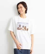 FMKGS23120 MICHEL KLEIN(ミッシェルクラン) パームツリーフォトプリントTシャツ ホワイト(90)