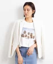FMKGS23120 MICHEL KLEIN(ミッシェルクラン) パームツリーフォトプリントTシャツ ホワイト(90)