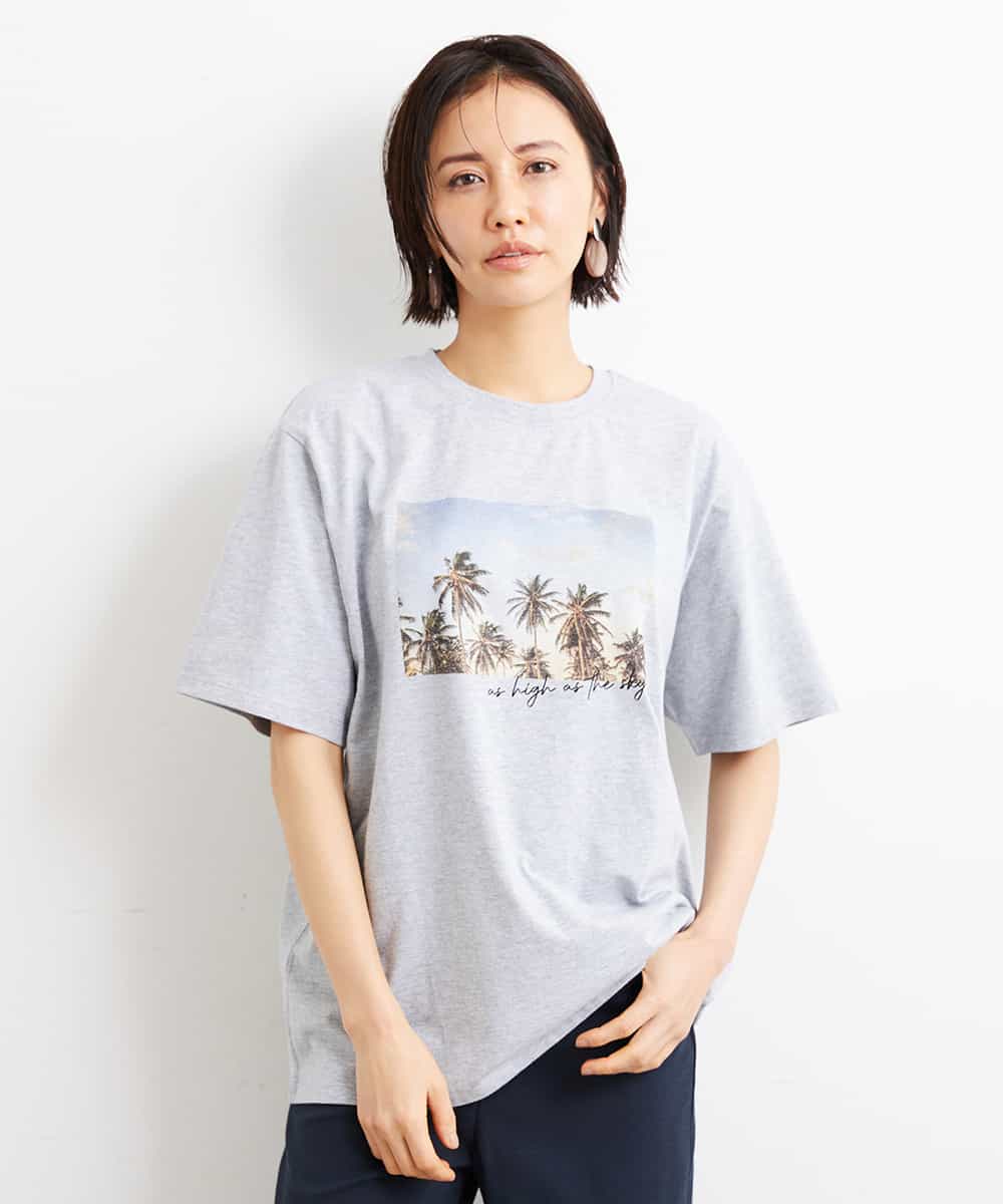 FMKGS23120 MICHEL KLEIN(ミッシェルクラン) パームツリーフォトプリントTシャツ ホワイト(90)