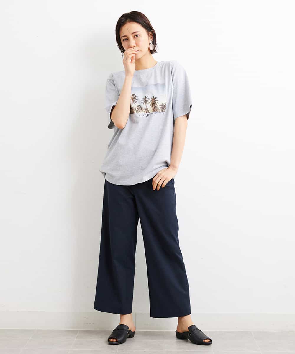 FMKGS23120 MICHEL KLEIN(ミッシェルクラン) パームツリーフォトプリントTシャツ ホワイト(90)
